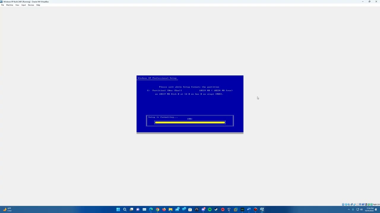 Windows XP Build 2481 - Installation in Virtualbox