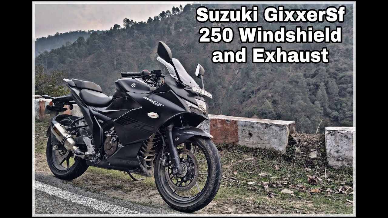 Modified Suzuki Gixxer SF250, Windshield and exhaust installation.