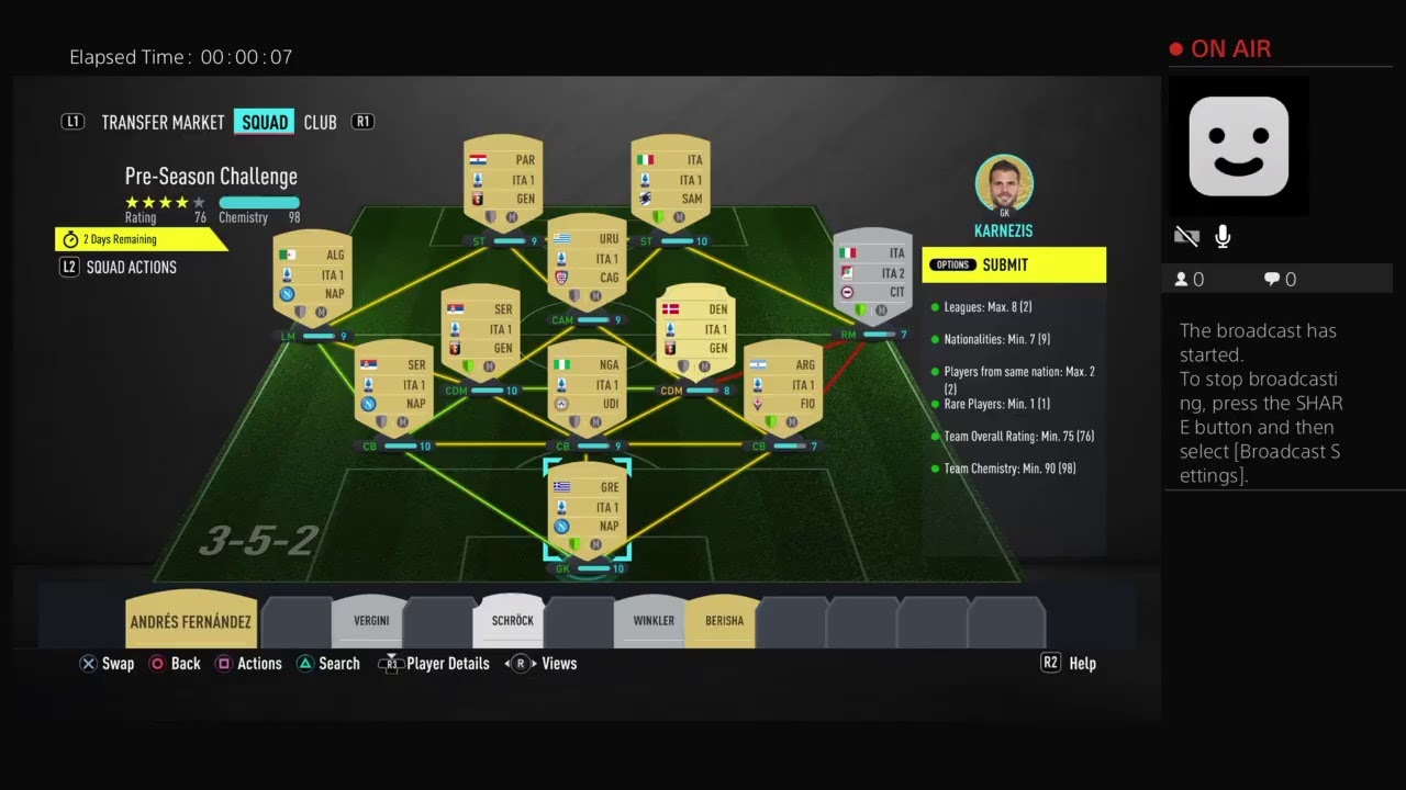 FIFA 20 PRE SEASON CHALLENGE SBC 90 CHEM
