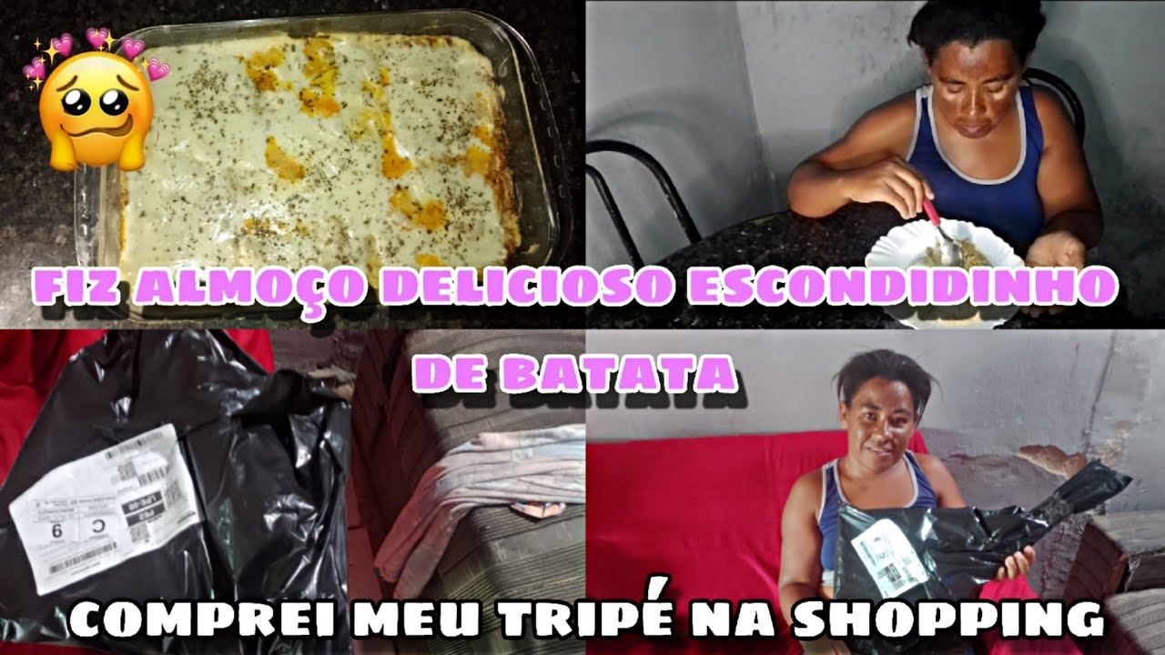 FIZ ALMOÇO DELICIOSO 🥘 ESCONDIDINHO DE BATATA 🥔😍 COMPREI MEU TRIPÉ NA SHOPEE VEIO 100%? 😱