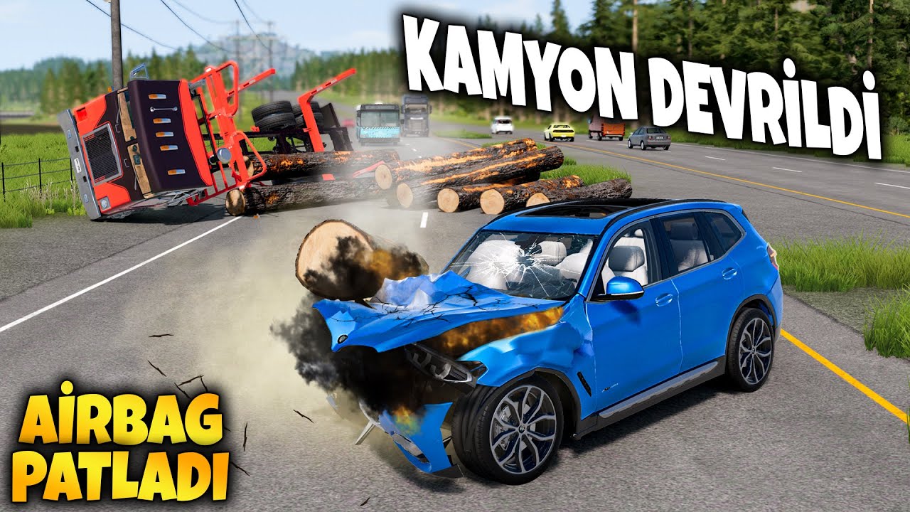 AİRBAG PATLADI // HATALI SOLLAMA KAZALARI // BMW PERT ETTİM / BeamNG.drive