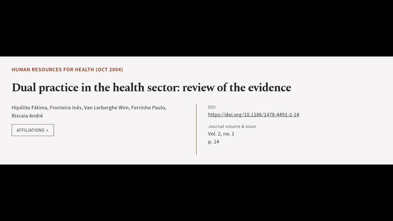 Dual practice in the health sector: review of the evidence | RTCL.TV
