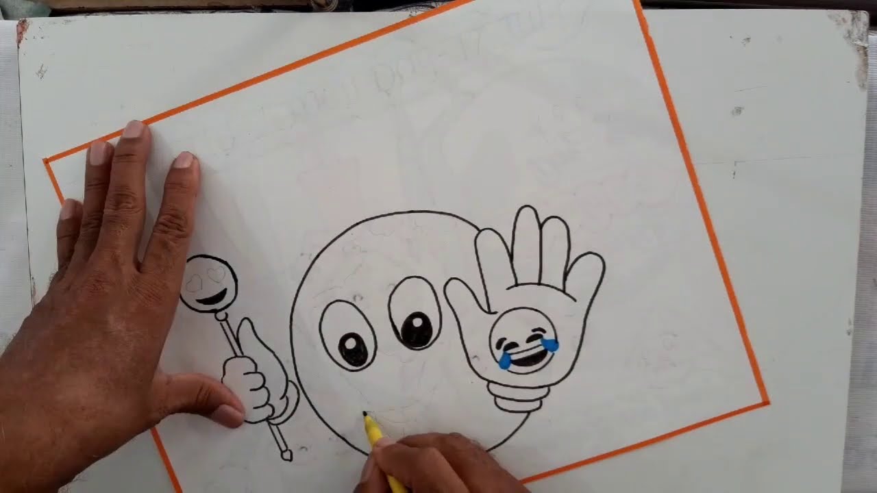 World Emoji Day Drawing Step by Step || How to Draw World Emoji Day Poster || Calligraphy letters