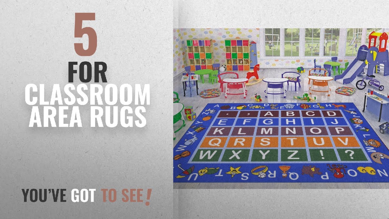 Top 10 For Classroom Area Rugs [2018 ]: Ottomanson Jenny Collection Light Blue Frame with Multi