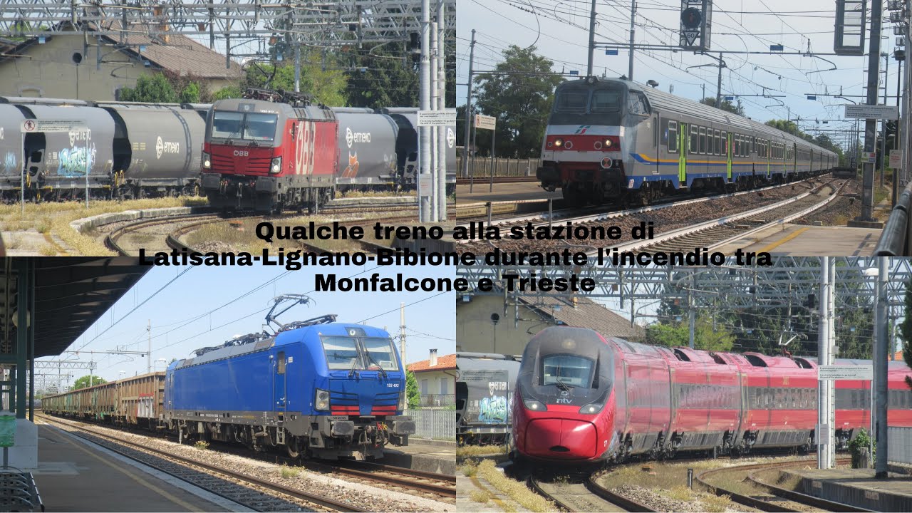 Qualche treno alla stazione di Latisana-Lignano-Bibione durante l'incendio tra Monfalcone e Trieste