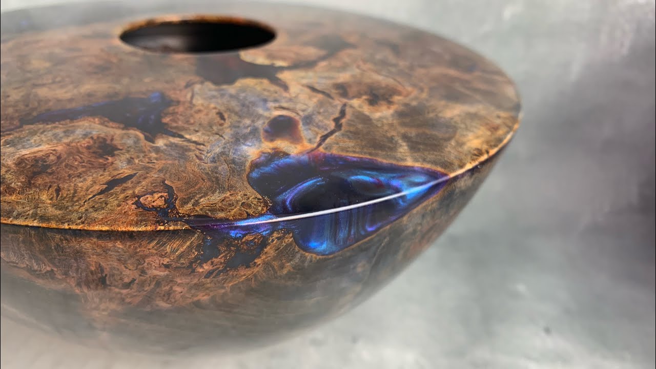 Hollow form wood turning - Resinist epoxy and cherry burl woodturning