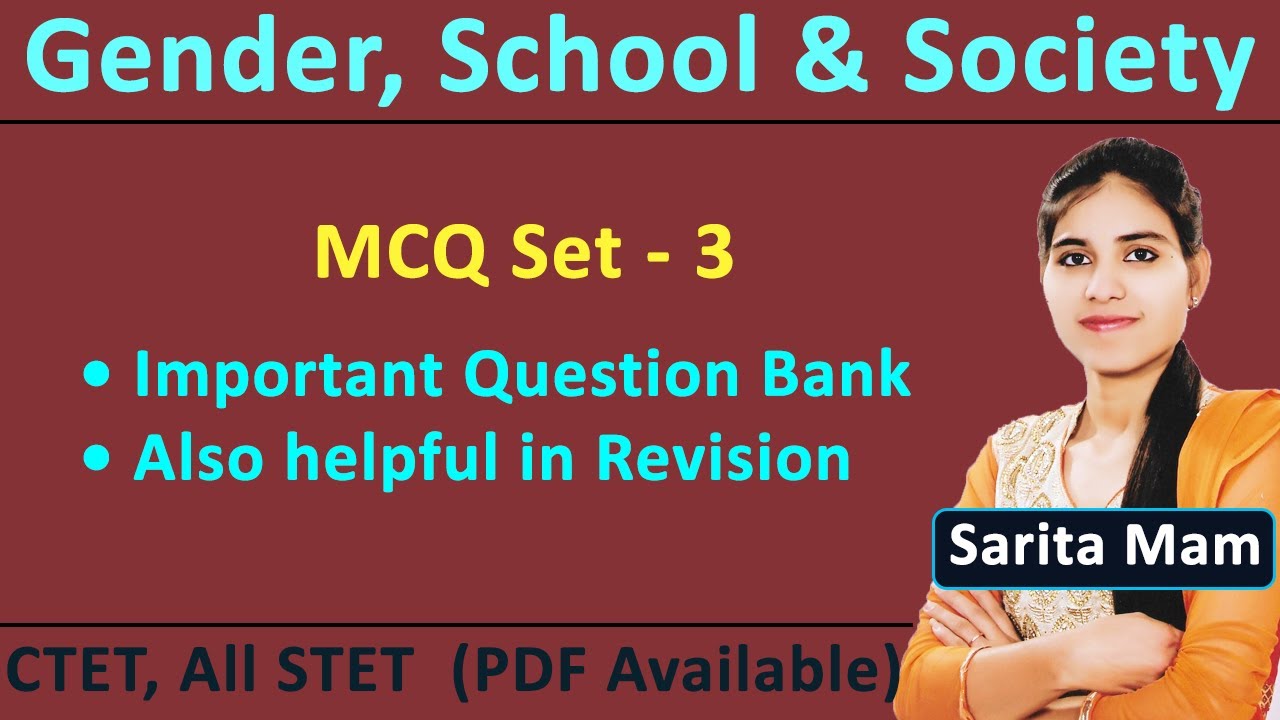 Important MCQ for GENDER, SCHOOL AND SOCIETY | Part - 3 | B.ed notes
