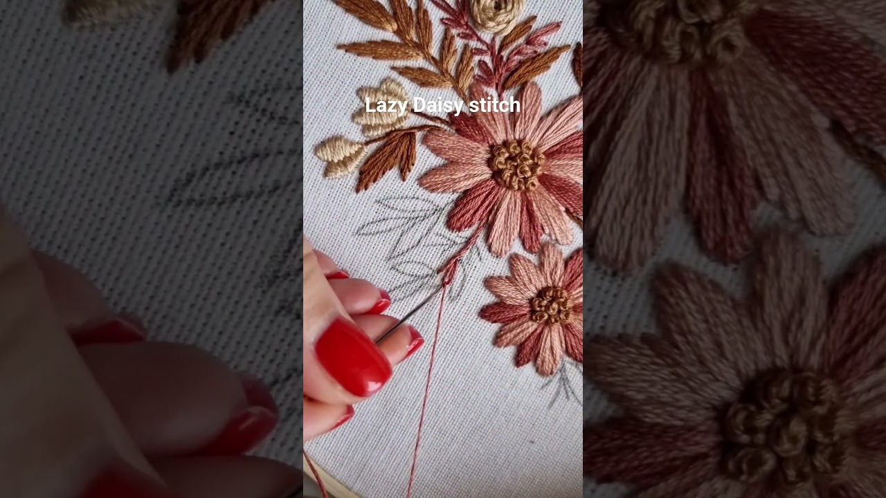 Lazy Daisy stitch tutorial #embroidery #stitch #handembroidery #embroiderydesign #art #handmade
