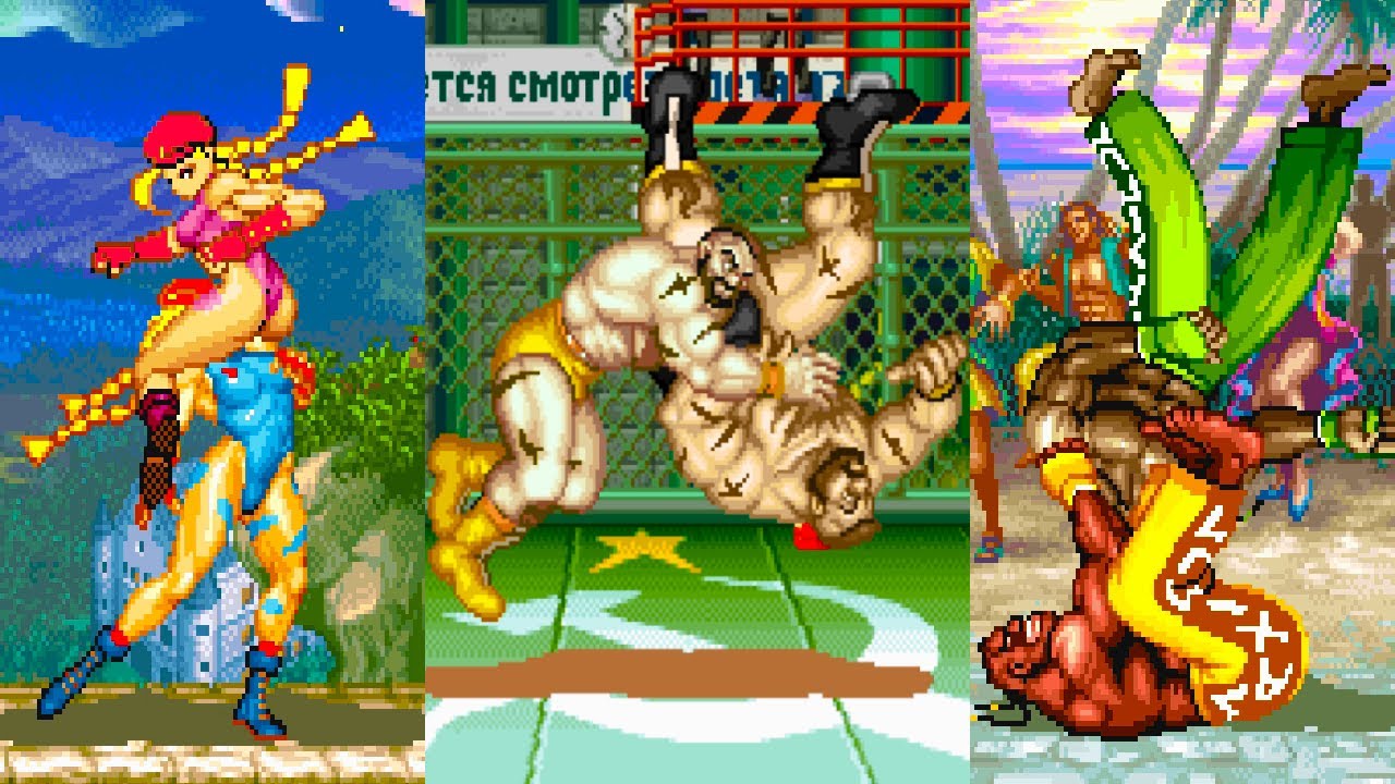 Super Street Fighter II Turbo (Arcade) - All Throw Moves & Super Combo Grabs