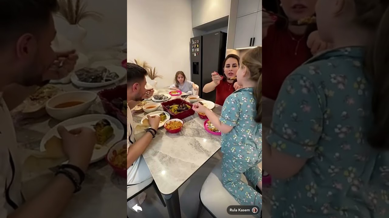 واخيراً خلص المحشي😍قعدنا ماكل مع بعض❤️لمة العائلة❤️تقيمنا للاكل❤️حسام ورولا قاسم