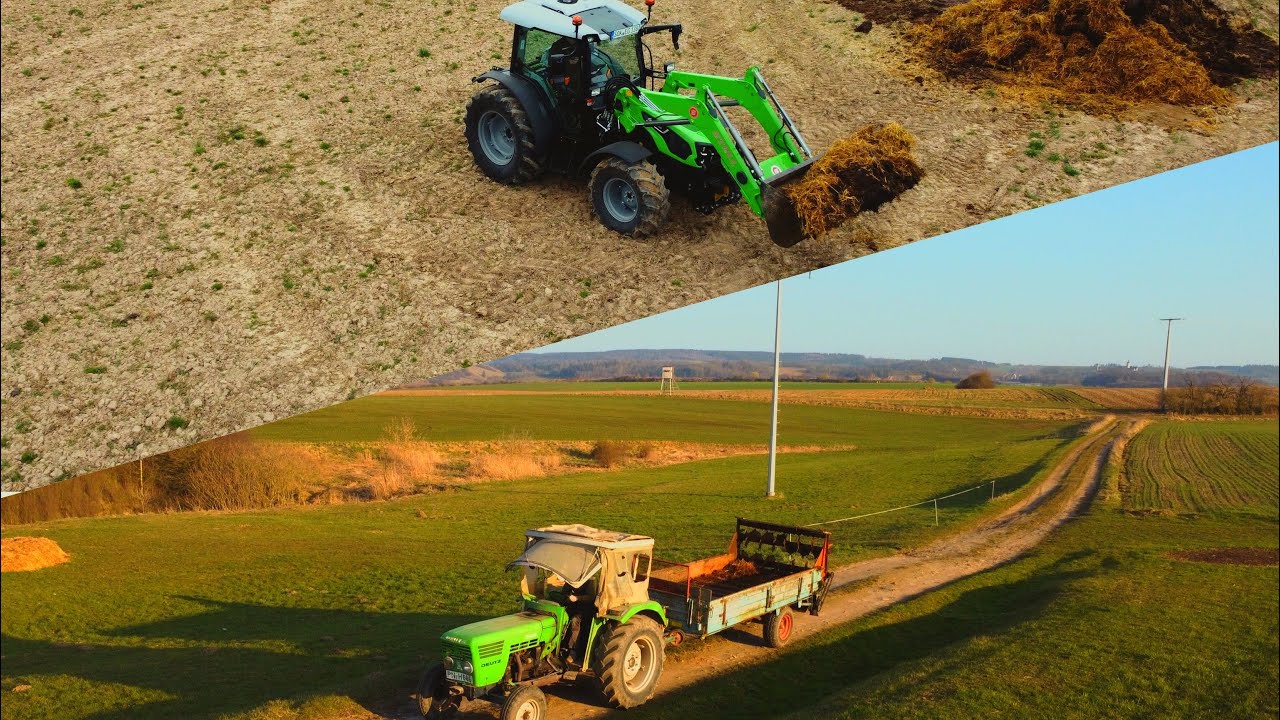 Miststreuen mit einem Deutz d5506 und einem Deutz Fahr 5090.4d