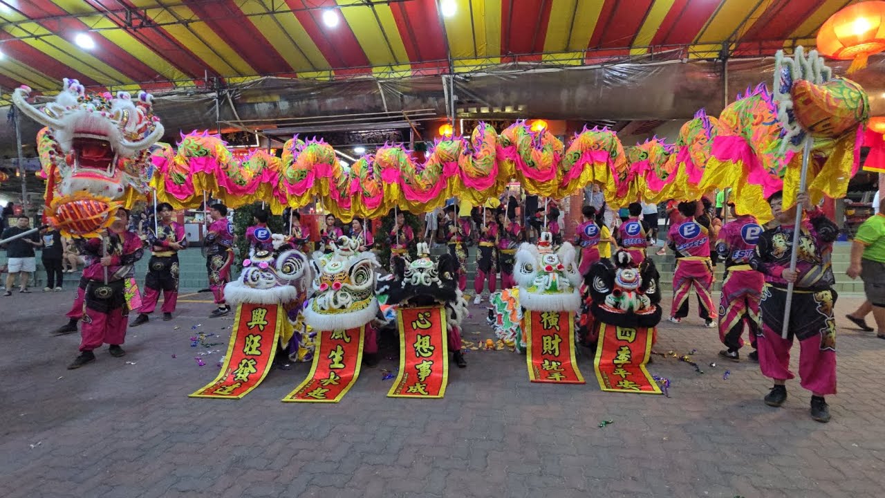 新加坡擎威龍獅文化團 Singapore Qing Wei Dragon & Lion Dance Performances at 汫水港斗母宫鳳山寺 20/07/24