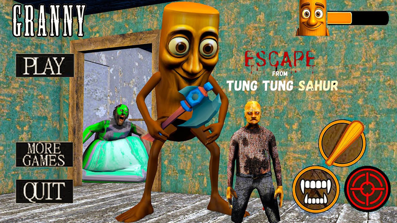 Playing as SQUID DOLL vs BALLERINA CAPPUCCINA vs TUNG TUNG SAHUR vs Team FAMILY in Granny House