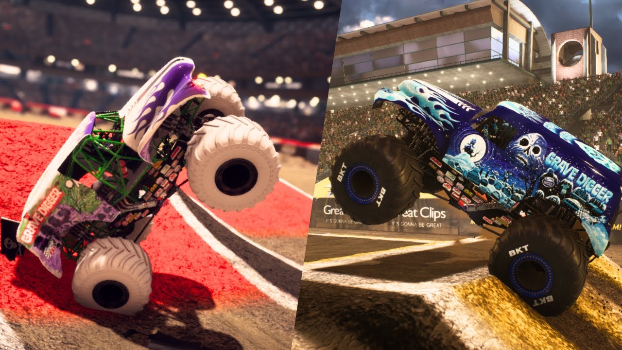 MONSTER JAM 8 GRAVE DIGGER MONSTER TRUCK FREESTYLE SHOW | Steel Titans 1 & 2
