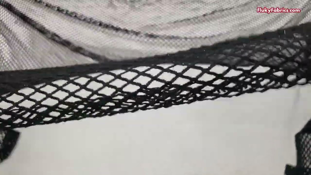 Black Fishnet Mesh Fabric with Silver Lurex Speckles