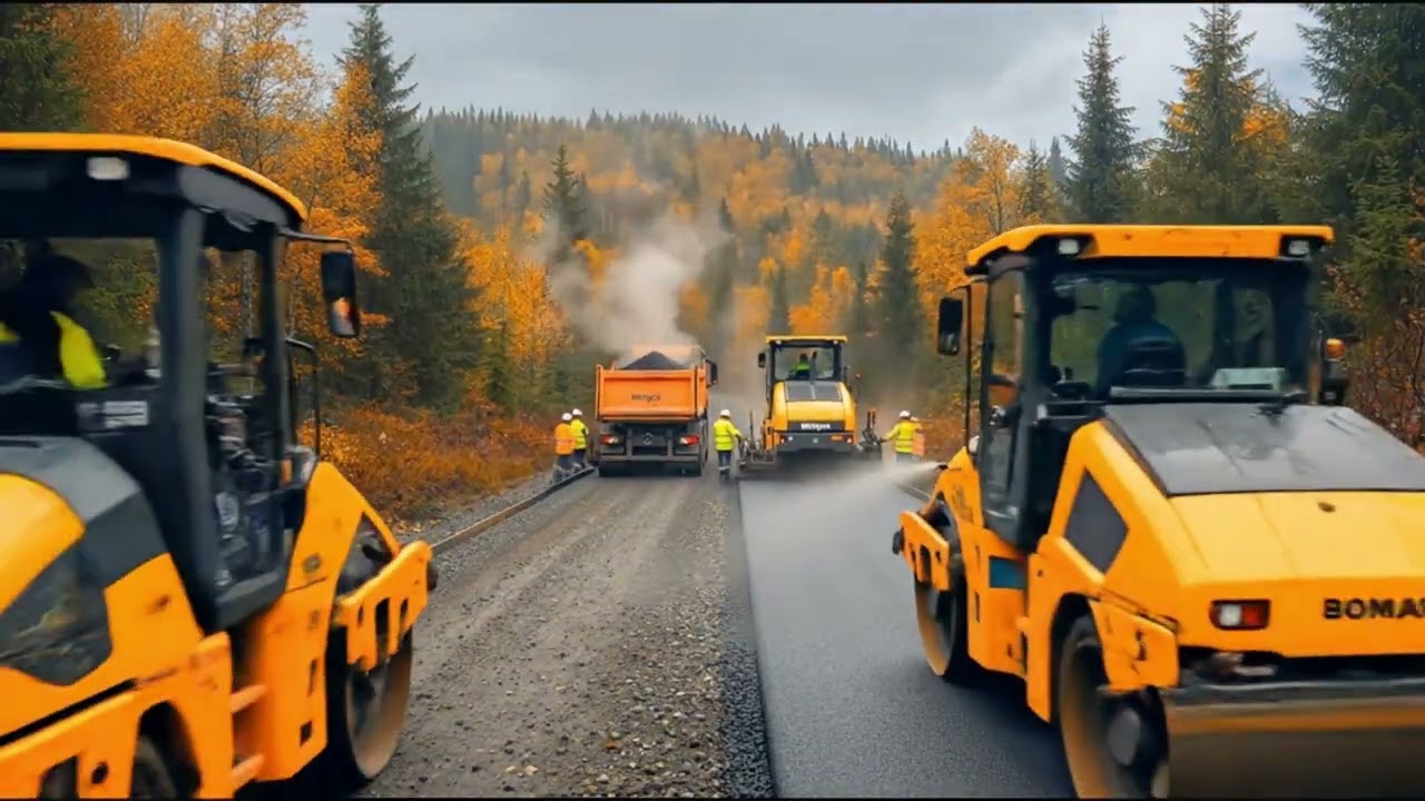 AI Road construction time lapse