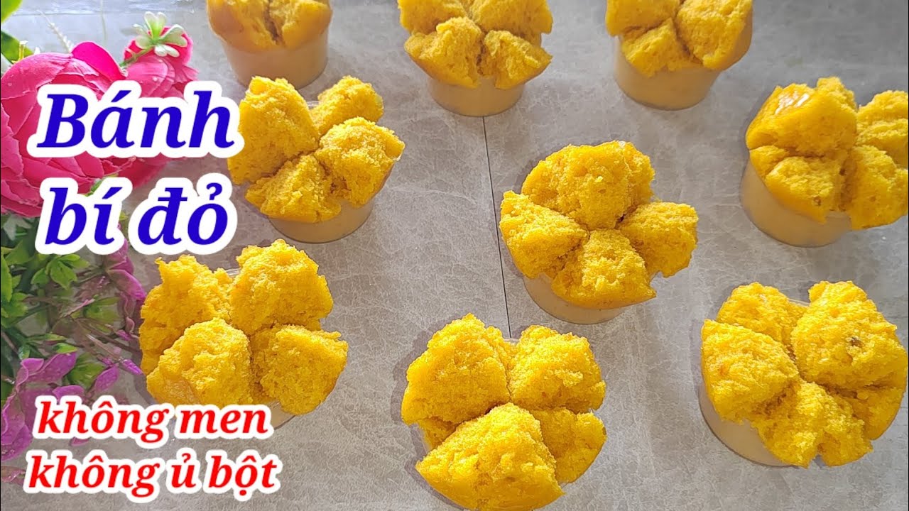 Cách làm đơn giản bánh bò bí đỏ mềm xốp nở tai đẹp mắt không men không ủ bột cấp tốc chỉ sau 20phút