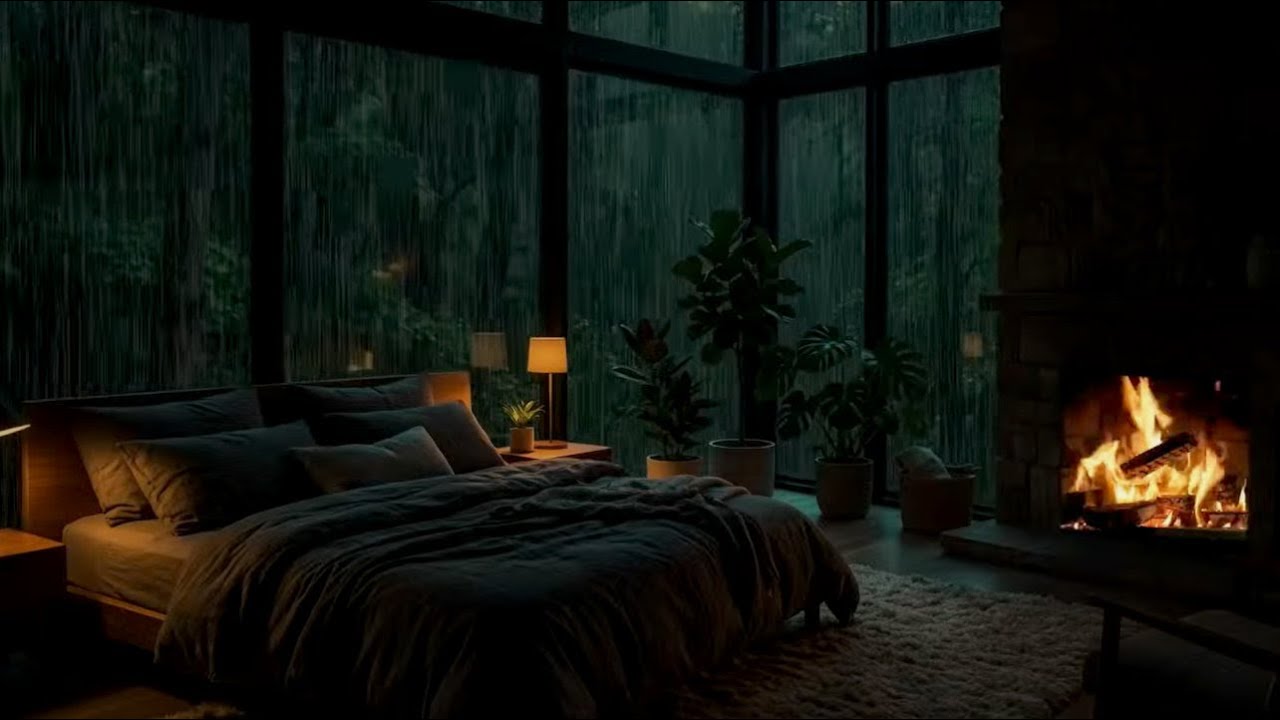 Cozy Cabin Rain & Fireplace | Sleep Instantly, Stay Asleep