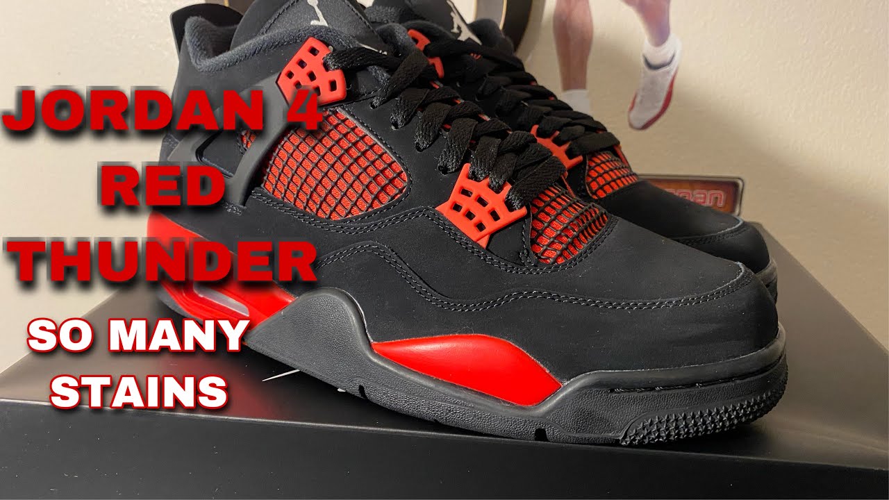 JORDAN 4 RED THUNDER (STAINS)