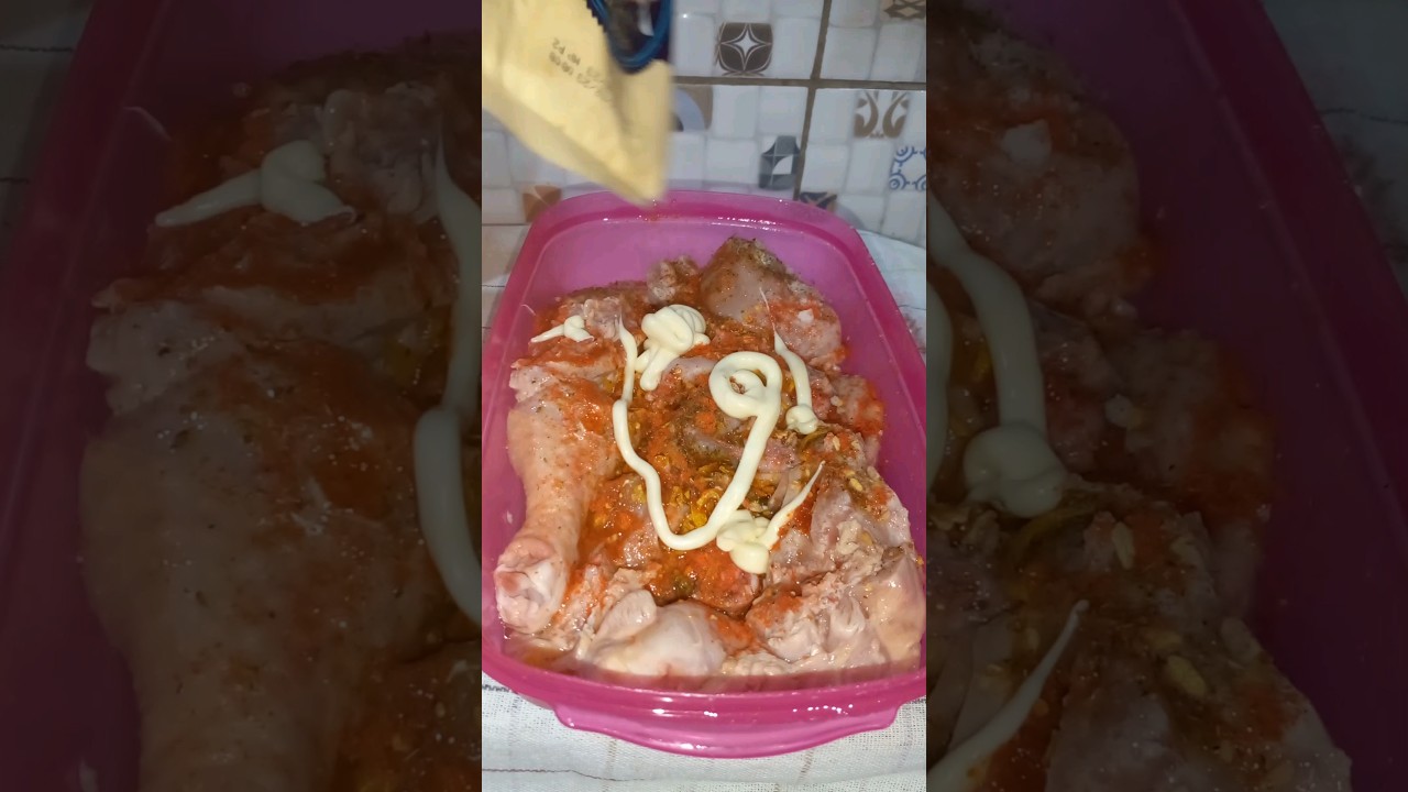 frango temperando com maionese!!😋😋😋