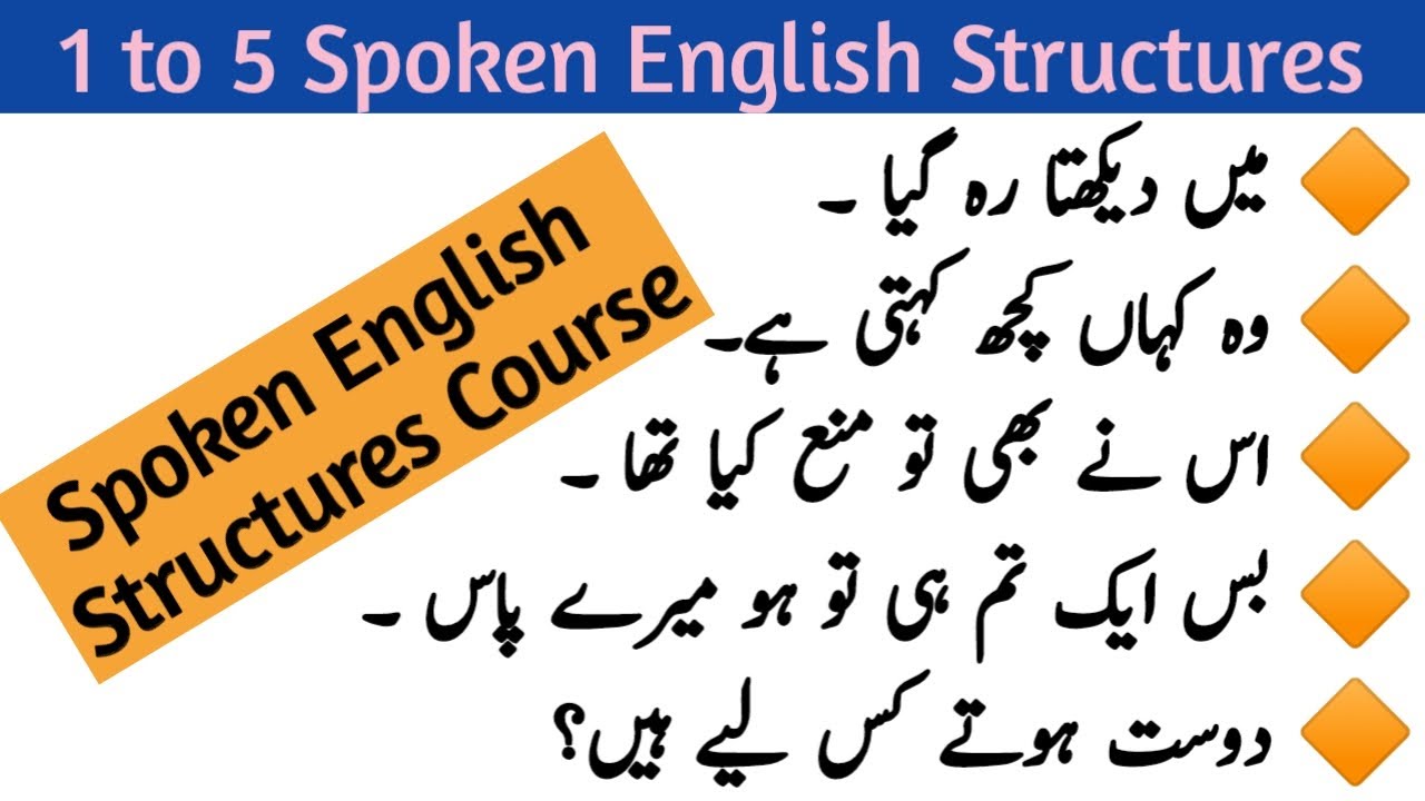 1 to 5 Spoken English Sentences Structures from Urdu to English - English Seekhain