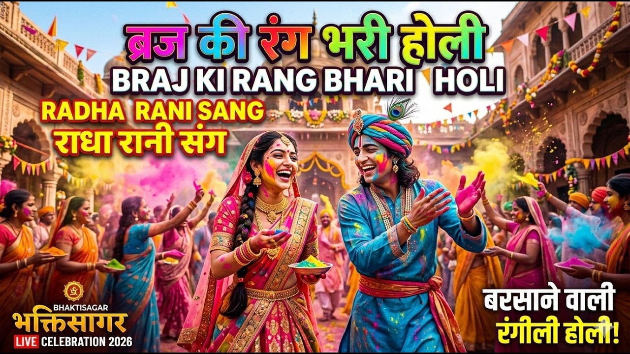 🌸 ब्रज की होली में राधा-कृष्ण का दिव्य रास | रंगों में डूबी वृंदावन होली  | Radha Krishna Holi 💛🎨