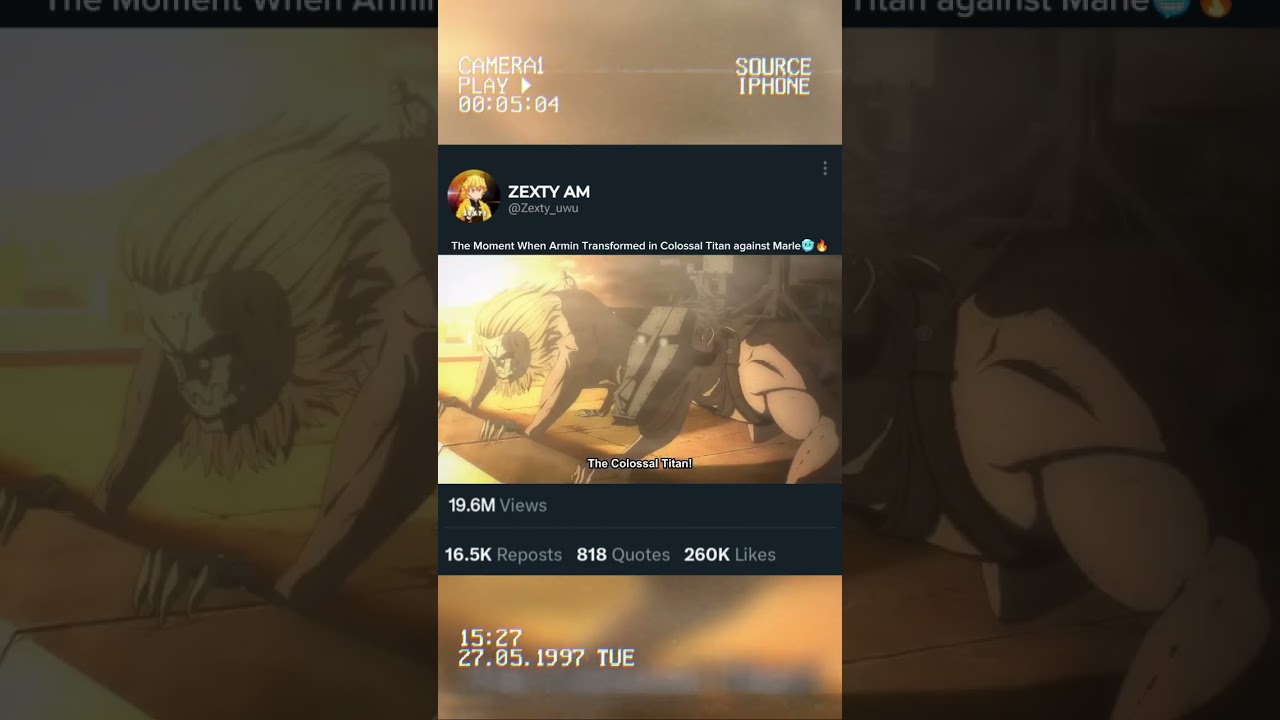 Armin Transforms into Colossal Titan: Iconic Scene from Attack on Titan Season 4 