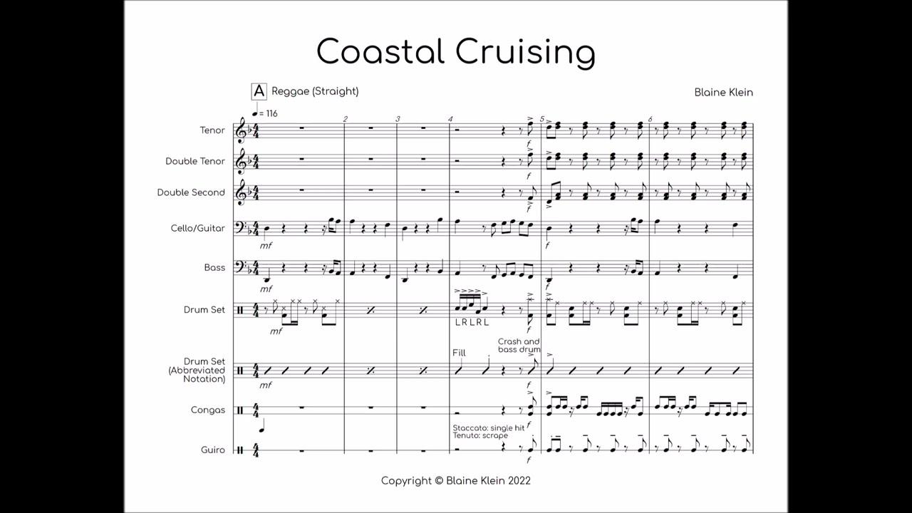 Coastal Cruising (Steel Band) by Blaine Klein (Score Video)