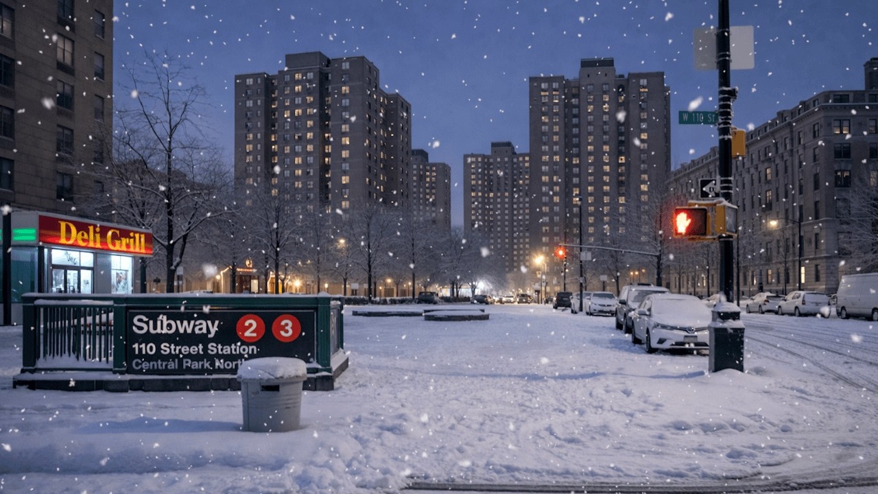 🌨️❄️ New York Snowfall Night Ambience (12 Hours) | Relaxing Winter City Sounds for Deep Sleep