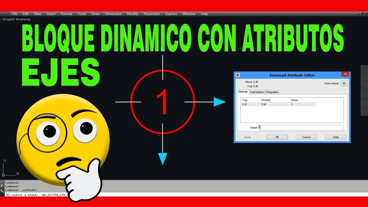 🔴 BLOQUE DINAMICO CON ATRIBUTOS para ejes arquitectónicos | Autocad