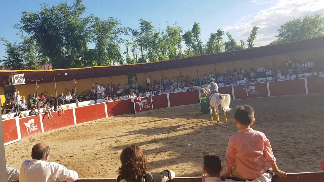Espectáculo ecuestre de sevillanas a caballo en el Manjar de Talamanca
