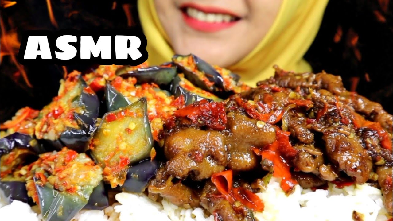 ASMR CEKER TANPA TULANG BUMBU KECAP PEDAS + TERONG BALADO || ASMR INDONESIA || EATING SOUND