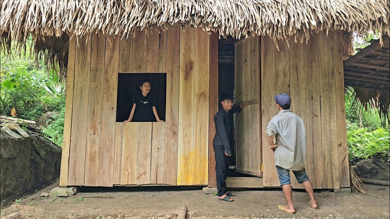 Homeless boy and poor girl get help from their uncle to finish the wall for their house