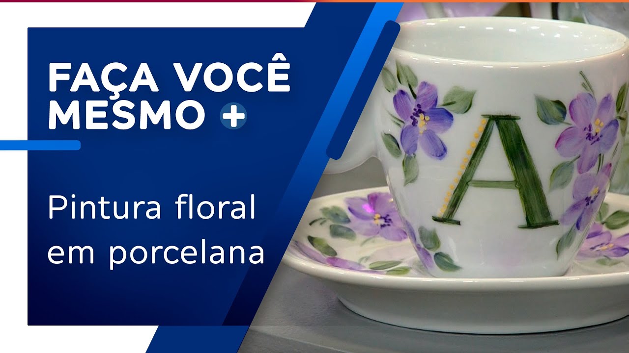 Pintura floral em xícara de porcelana por Marcco Venturelli