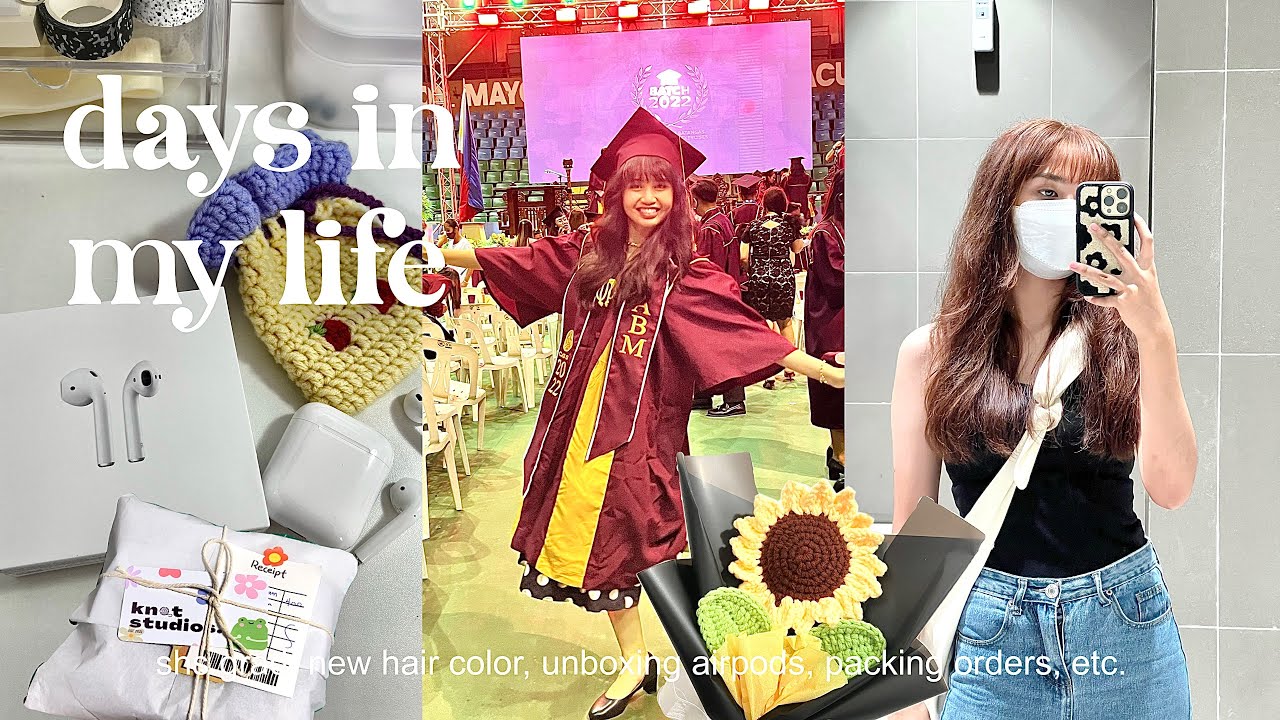 days in my life📓 ft. graduation day, re-decorating my desk, unboxing airpods,  pack orders with me