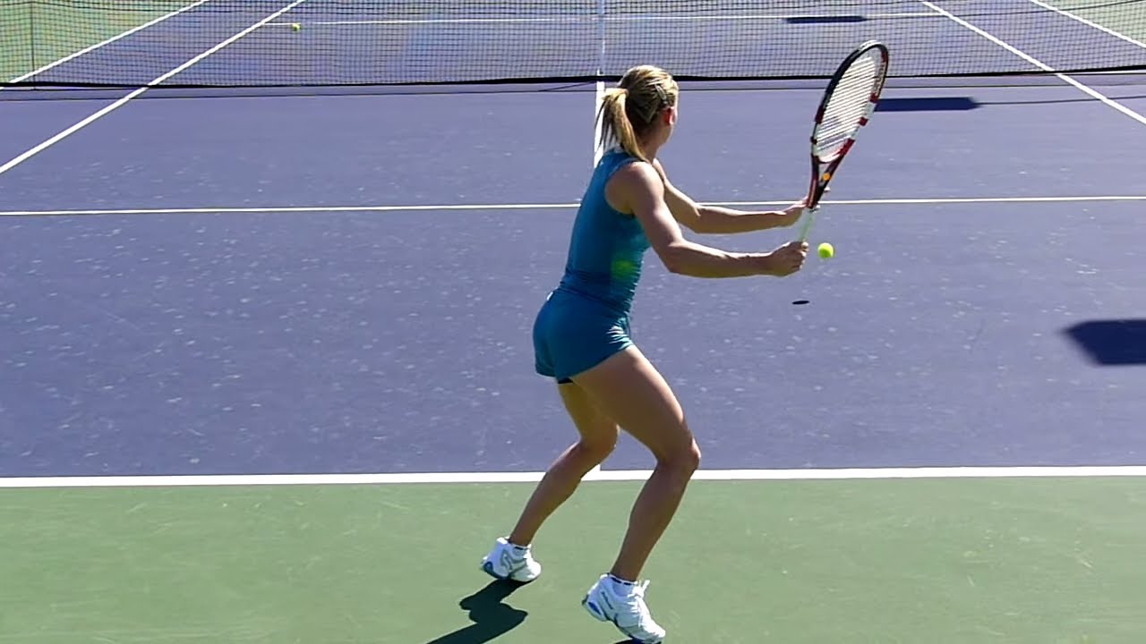 Camila Giorgi Slow Motion WTA Forehand + Backhand Court Level View Female Tennis Player Girl Tennis