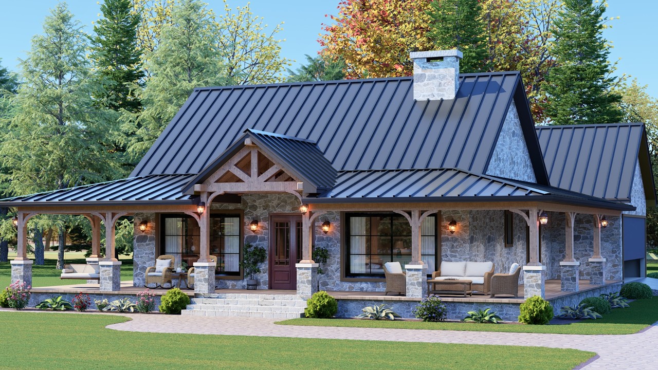 This 960 Sq Ft Farmhouse Feels Much Bigger and Cozy! | Cottage with Wraparound Porch