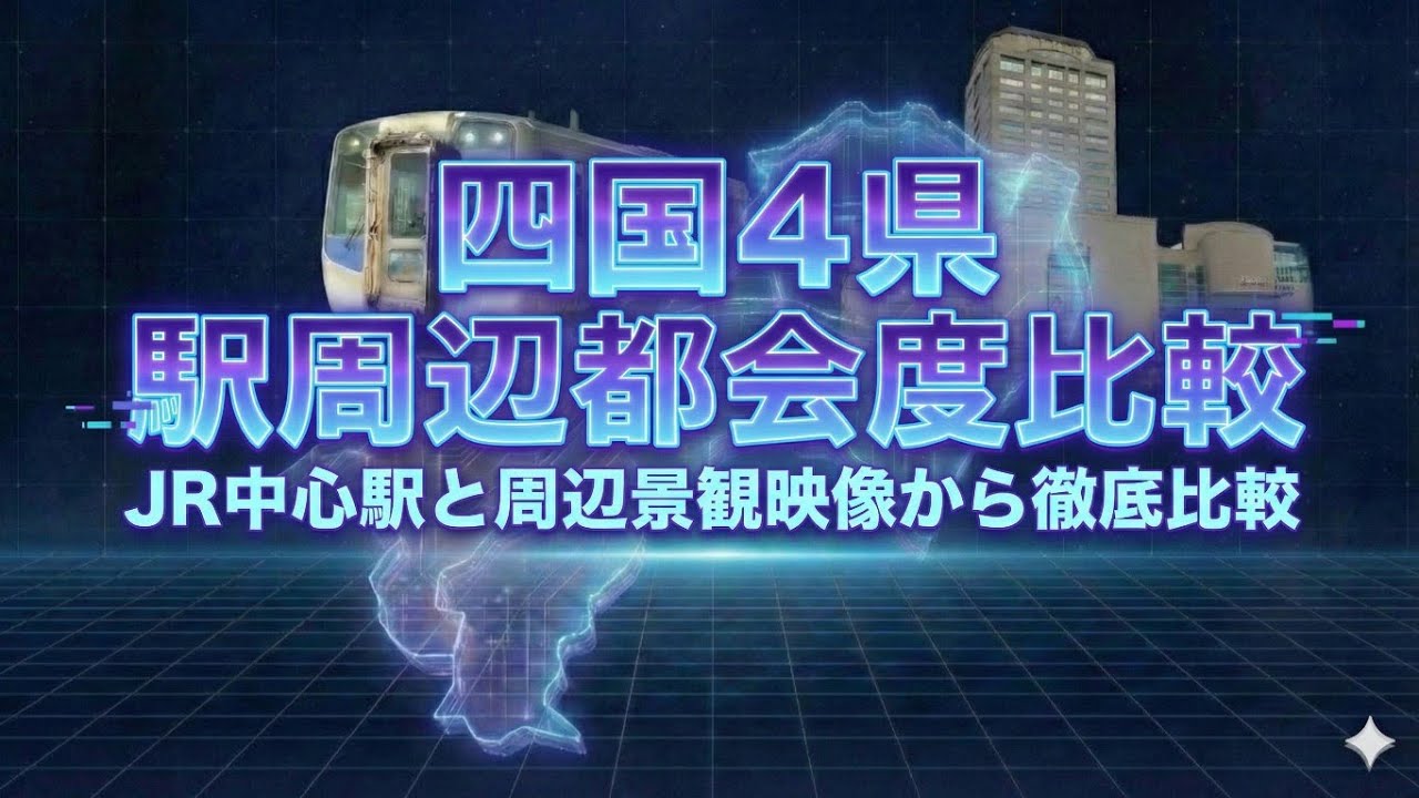 【四国4県 駅周辺都会度比較】〜JR中心駅と周辺景観映像から徹底比較〜【松山駅vs高松駅vs徳島駅vs高知駅】
