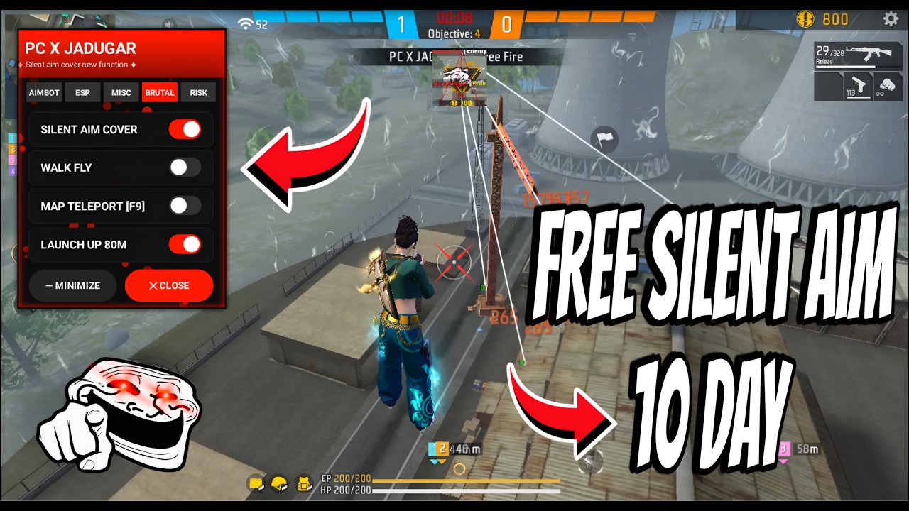 FREE SILENT AIM OB53 💻FREE FIRE PC PANEL🎯 AIMKILL DOWN + FLY + TELEPORT ANYWHERE | 100% BRUTAL PANEL