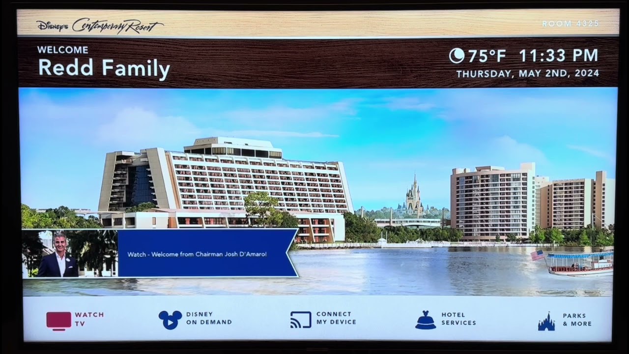 Disney’s Contemporary Resort TV Splash Screen Loop 5/2/24