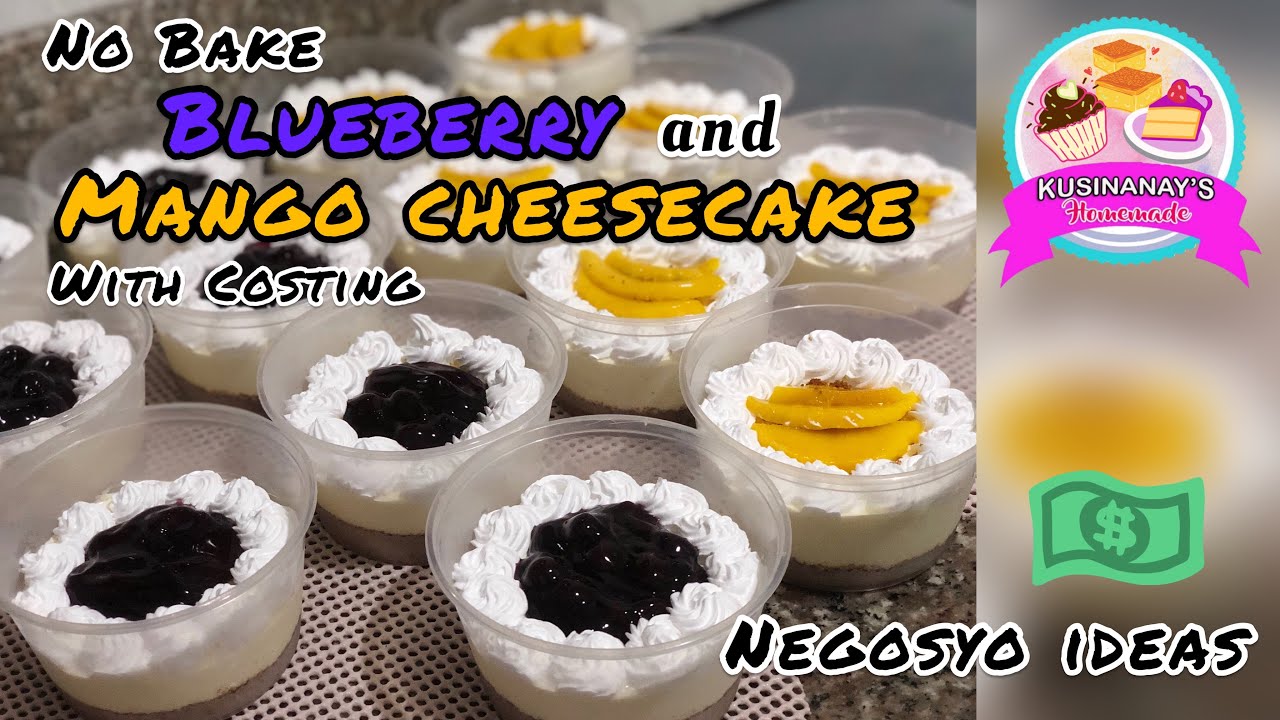No bake BLUEBERRY CHEESECAKE / MANGO CHEESECAKE - negosyo ideas - with costing