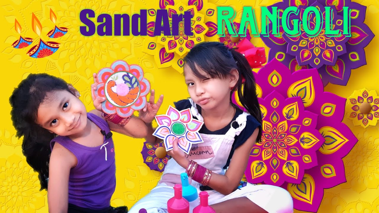 Rangoli Sand Art | Diwali Decoration | Kids Art & Craft with 5 Years Old Aurora & 8 Years Old Kaseh