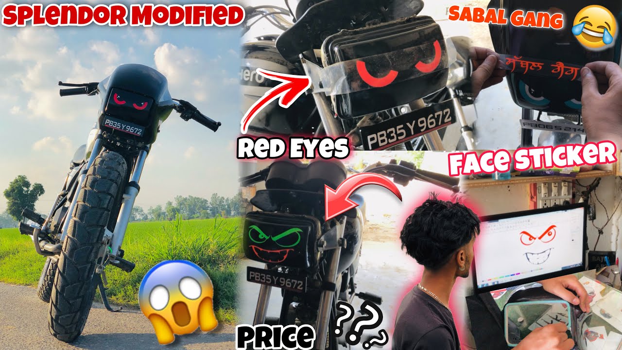 Splendor Modified😍 || Headlight Eyes Sticker🤩 || Remove Neon Light || Sabal Gang🤣 | Angry Face😠