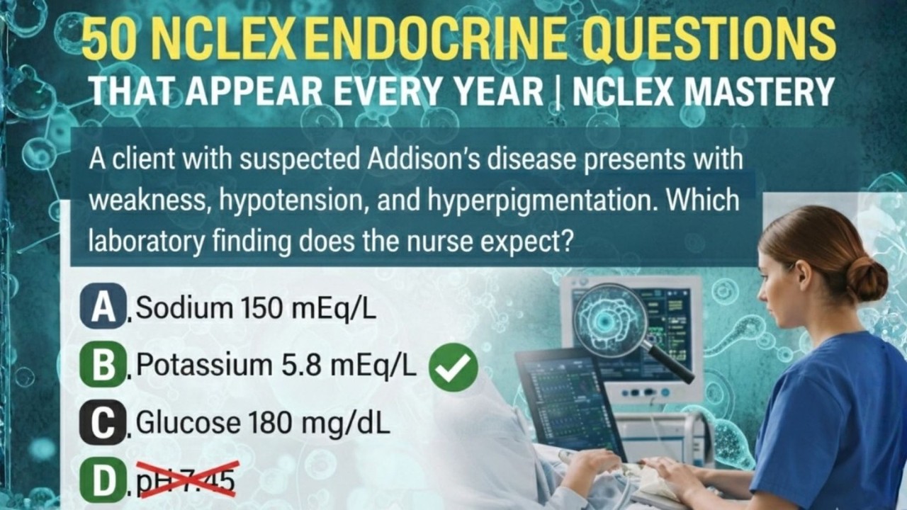50 вопросов по эндокринологии на экзамене NCLEX, которые появляются каждый год #2026 #образование...