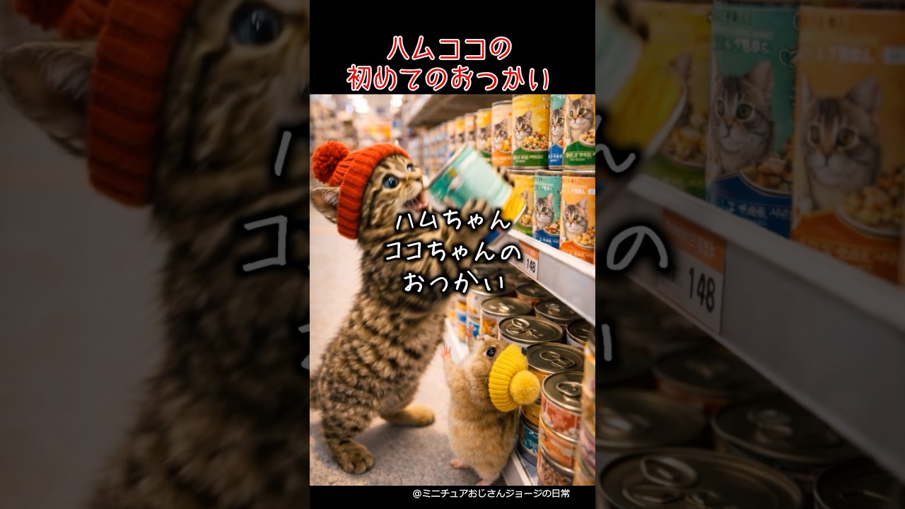 ハムちゃんココちゃんの初めてのおつかい #ハムスター #猫 #ハムちゃん #ココちゃん #ミニチュア