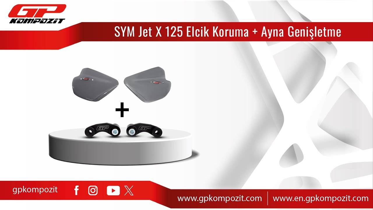 GP Kompozit SYM Jet X Uyumlu Elcik Koruma ve Ayna Genişletme Montajı