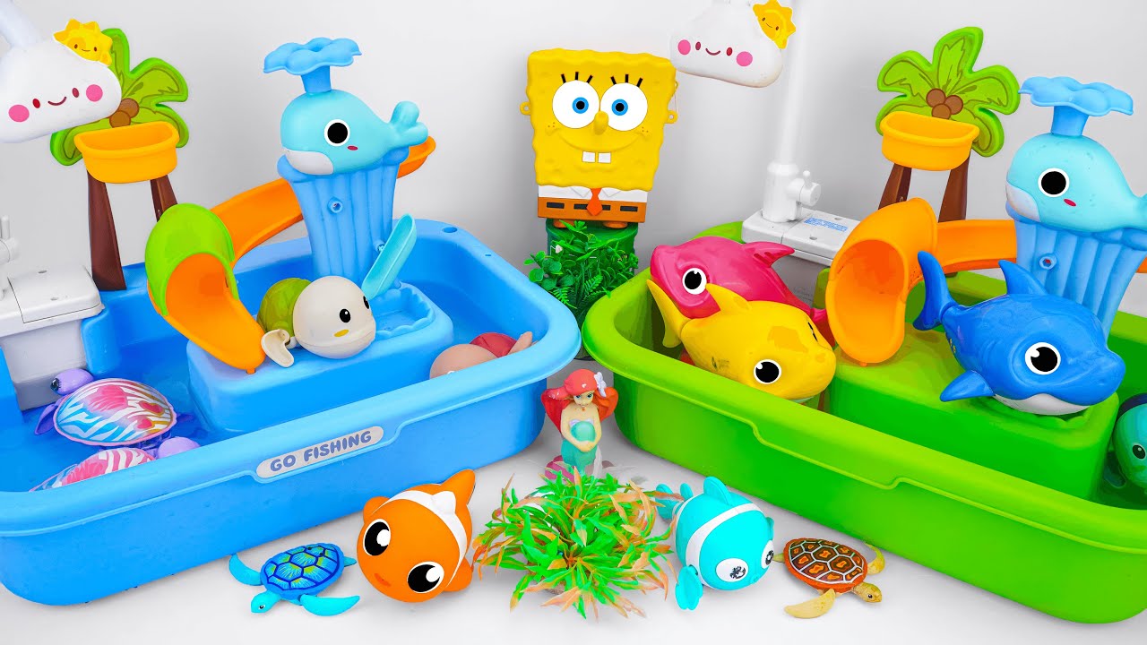 🦈toy asmr🦈 Ultimate ZURU Robo Alive Fun Swimming Pool Playset ✨ Turtle and Fish 🐢 Review Toys