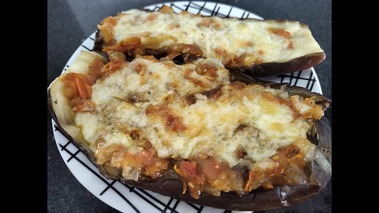 RECEITA DE BERINJELA RECHEADA COM LEGUMES (VEGETARIANA)