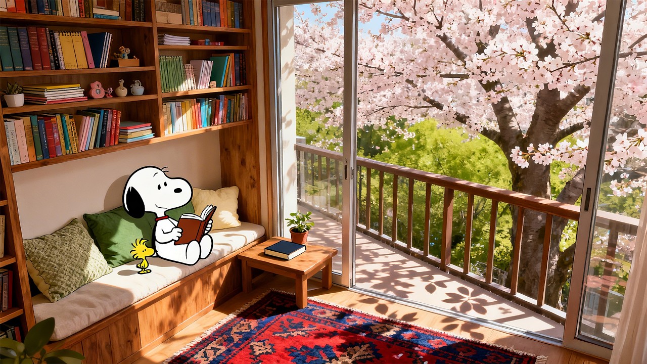 Spring Reading with Snoopy by the Cherry Blossom Window 🌸 | Lofi Music for Focus & Study