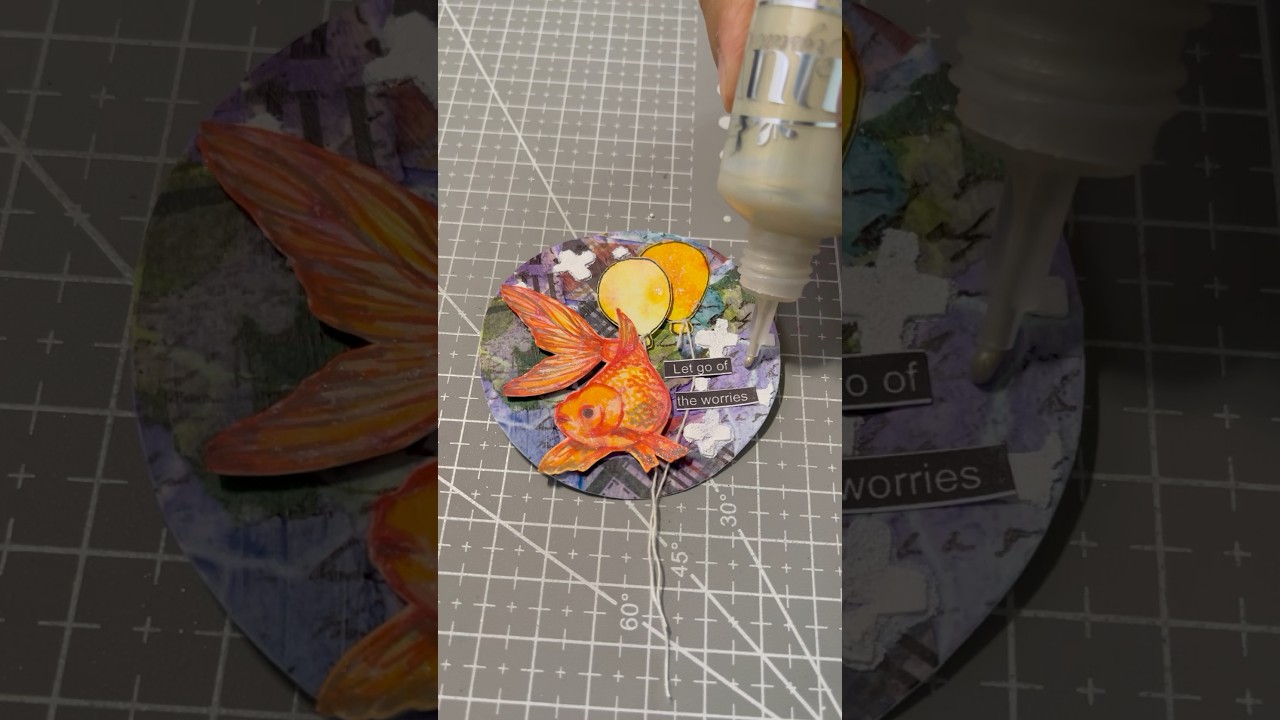 Artist trading coin mixed media art 🐟🎈 